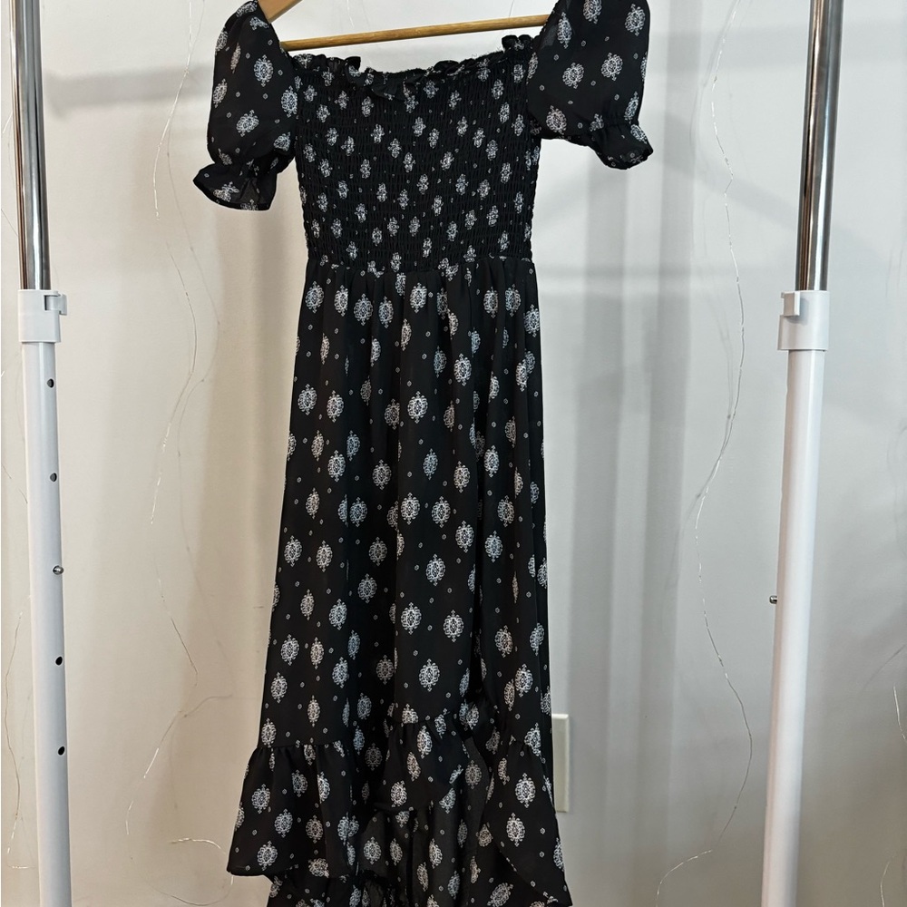 Blue Rain Black and White Maxi Dress